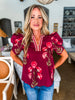 Tour The Town Floral Top-Wine