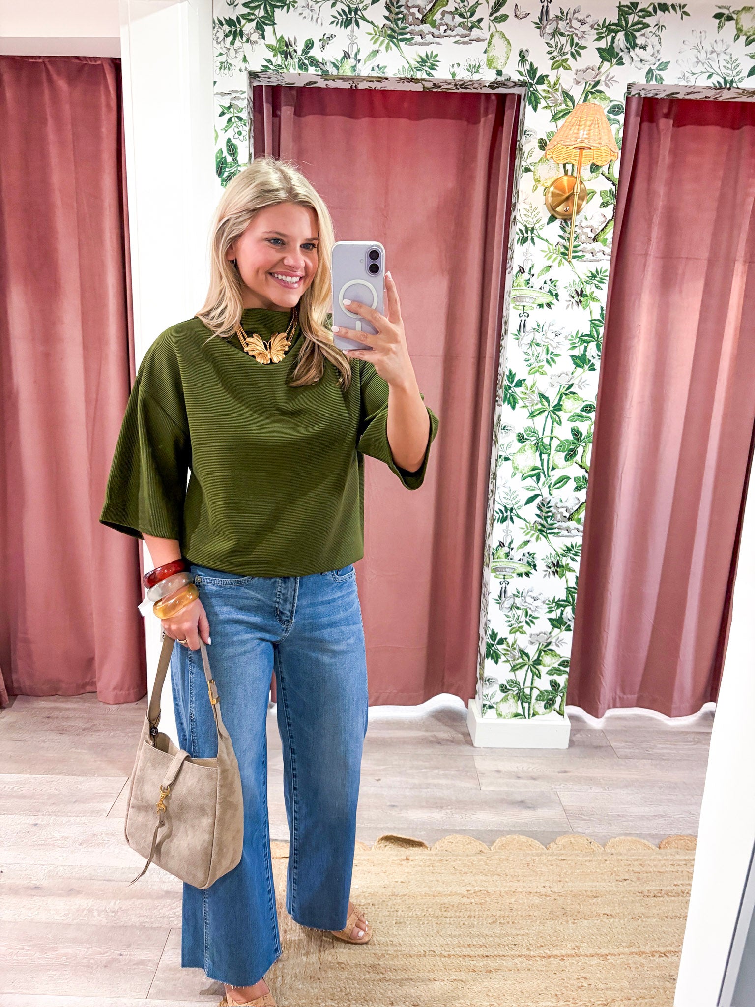 Old Mill Mock Neck Top-Olive