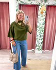 Old Mill Mock Neck Top-Olive