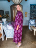 Midnight Sonata Botanical Midi Dress-Burgundy