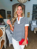 Striped V-Neck Knit Top