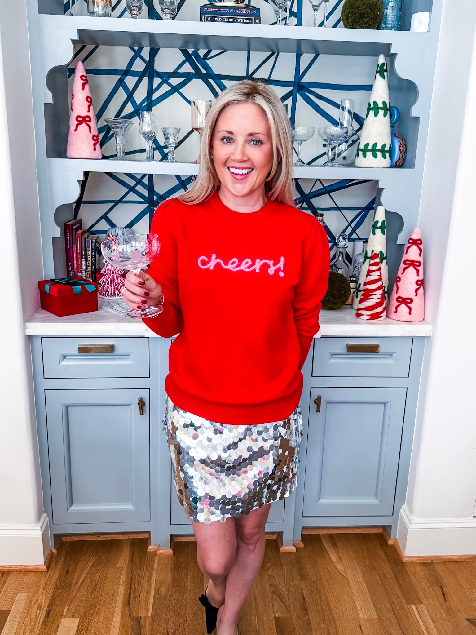 Glam Holiday Sequin Mini Skirt-Silver