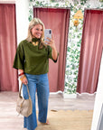 Old Mill Mock Neck Top-Olive