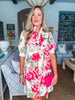 Floral Pop Mini Dress-Pink