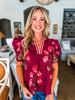 Tour The Town Floral Top-Wine