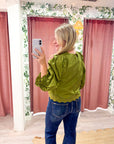 La Belle Puff Sleeve Top-Martini Olive