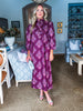 Midnight Sonata Botanical Midi Dress-Burgundy