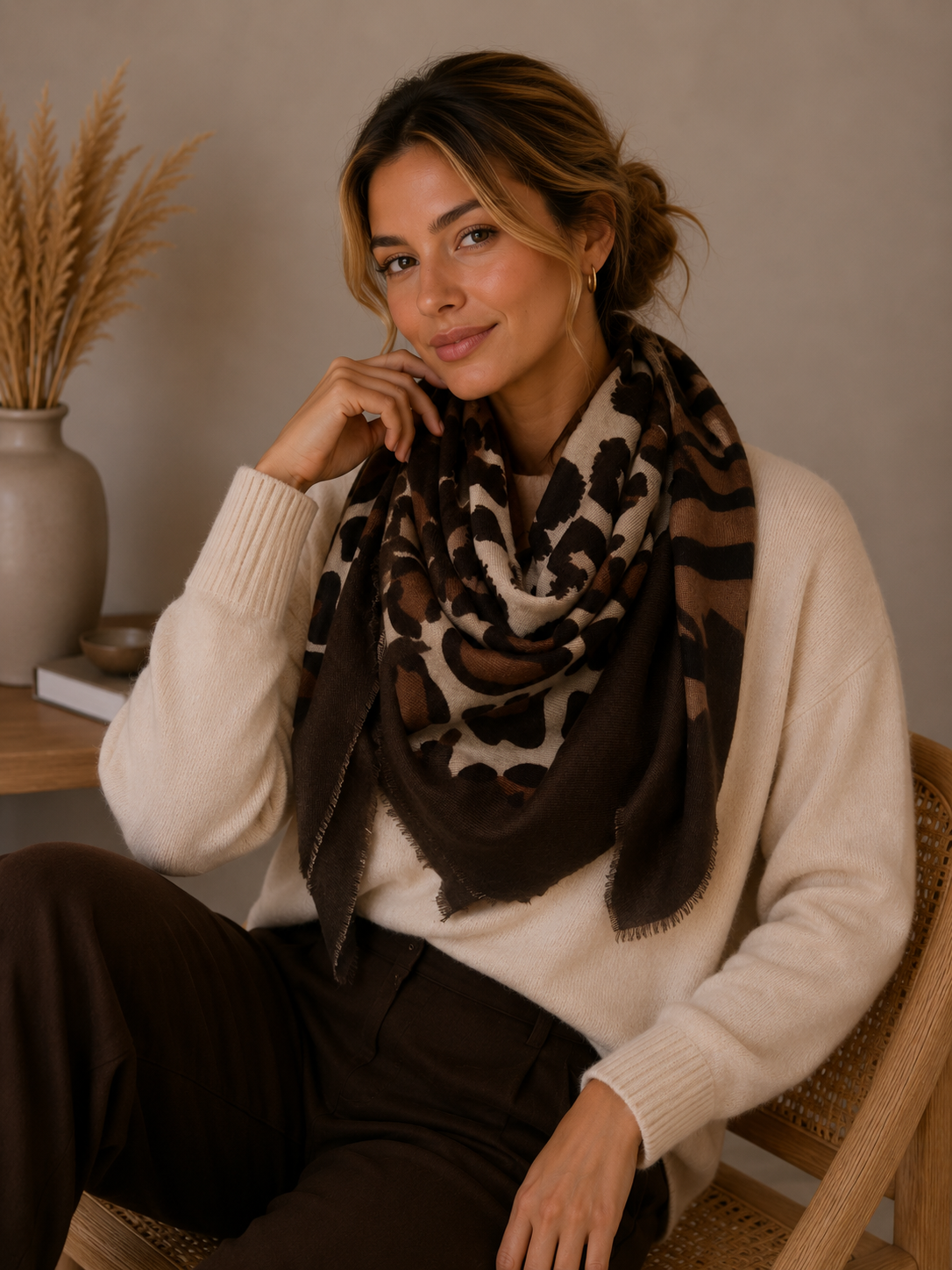 Leopard Affair Scarf-Cafe