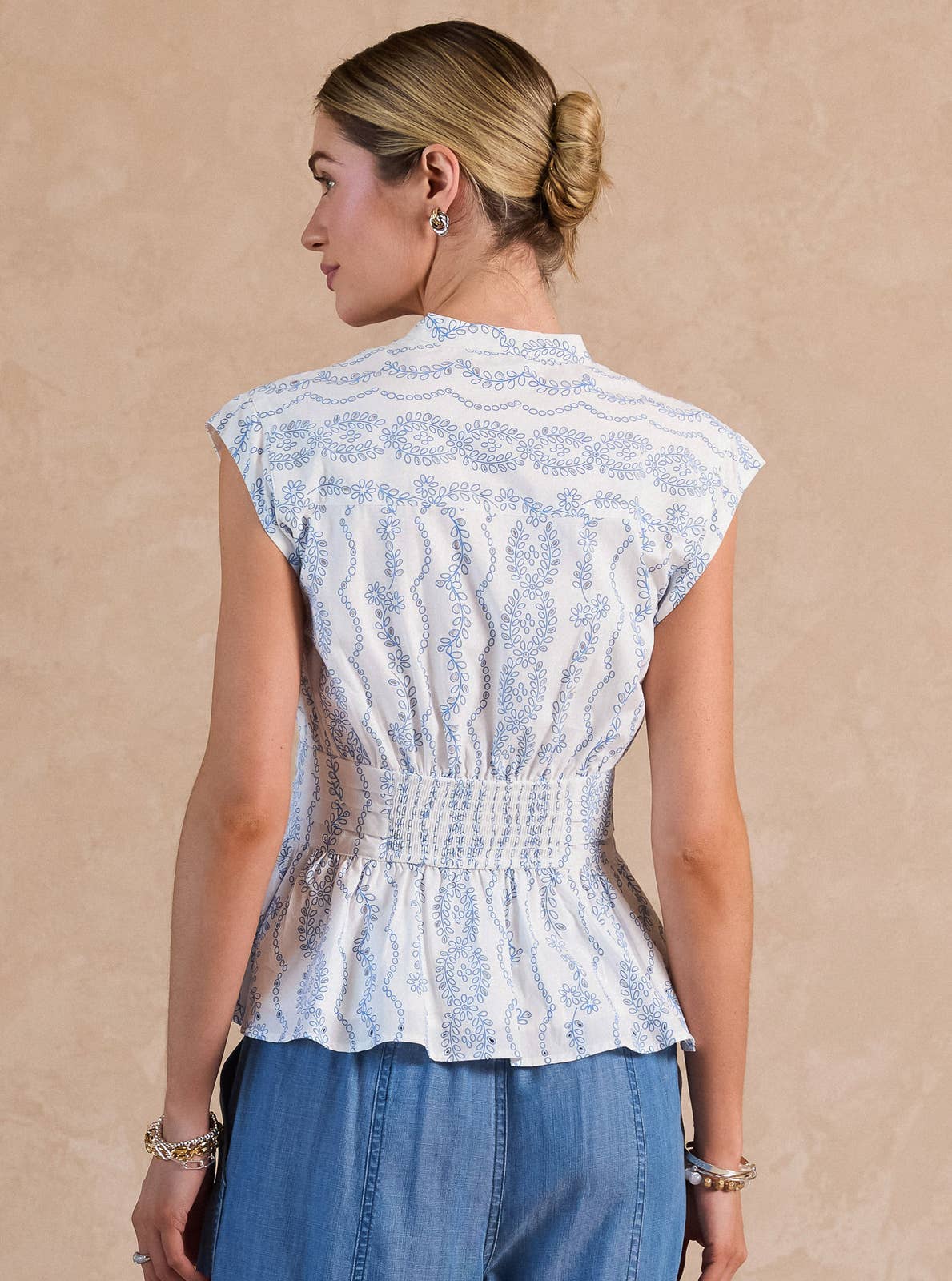 Sugar Petal Eyelet Peplum Top