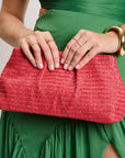 Breeze Woven Clutch-Coral