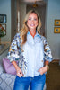 Snapdragon Floral Top-Chambray