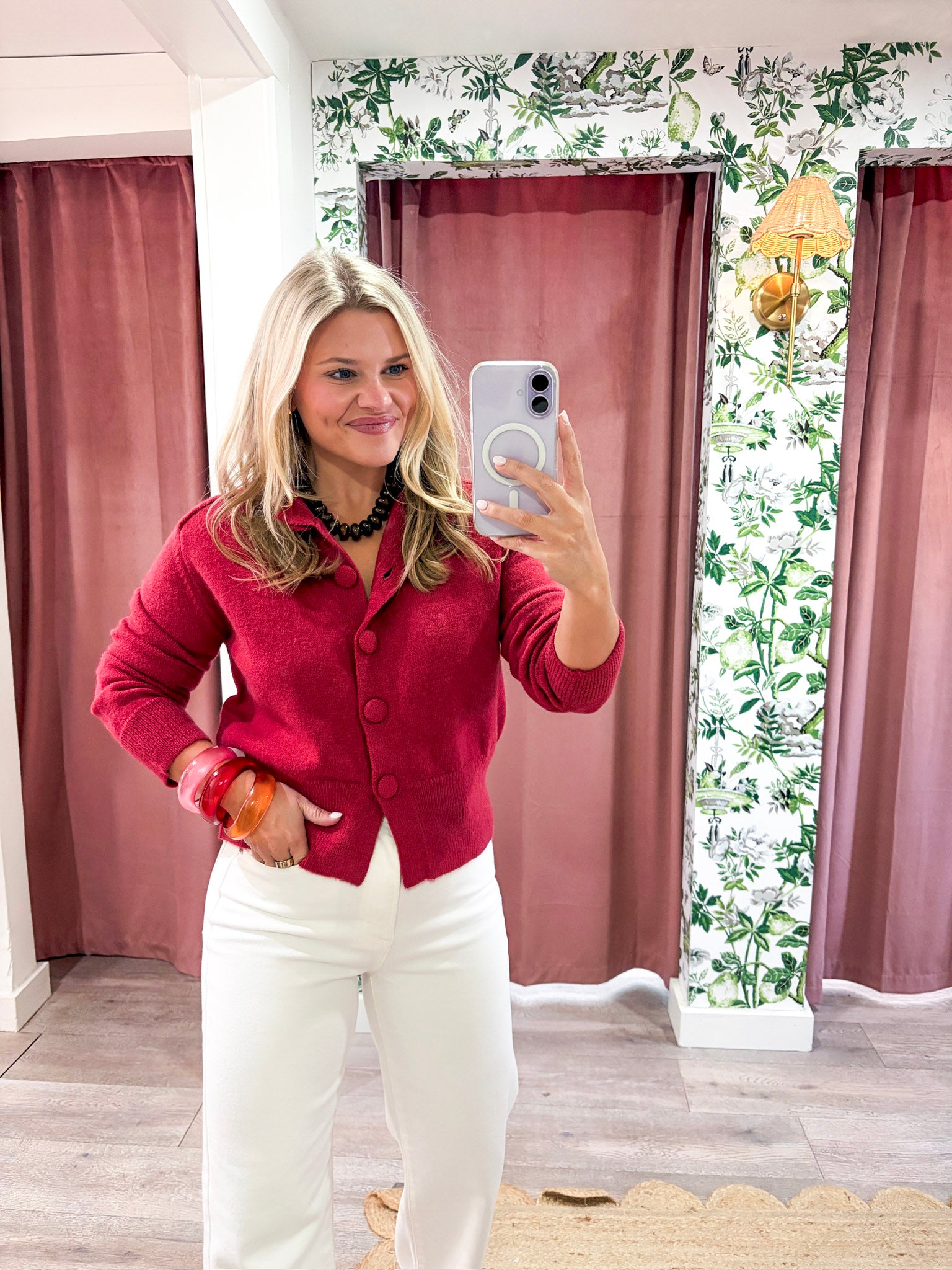 Fireside Cottage Cardigan-Cherry