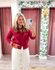 Fireside Cottage Cardigan-Cherry