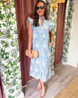 Willow Bloom Gingham Midi Dress-Blue