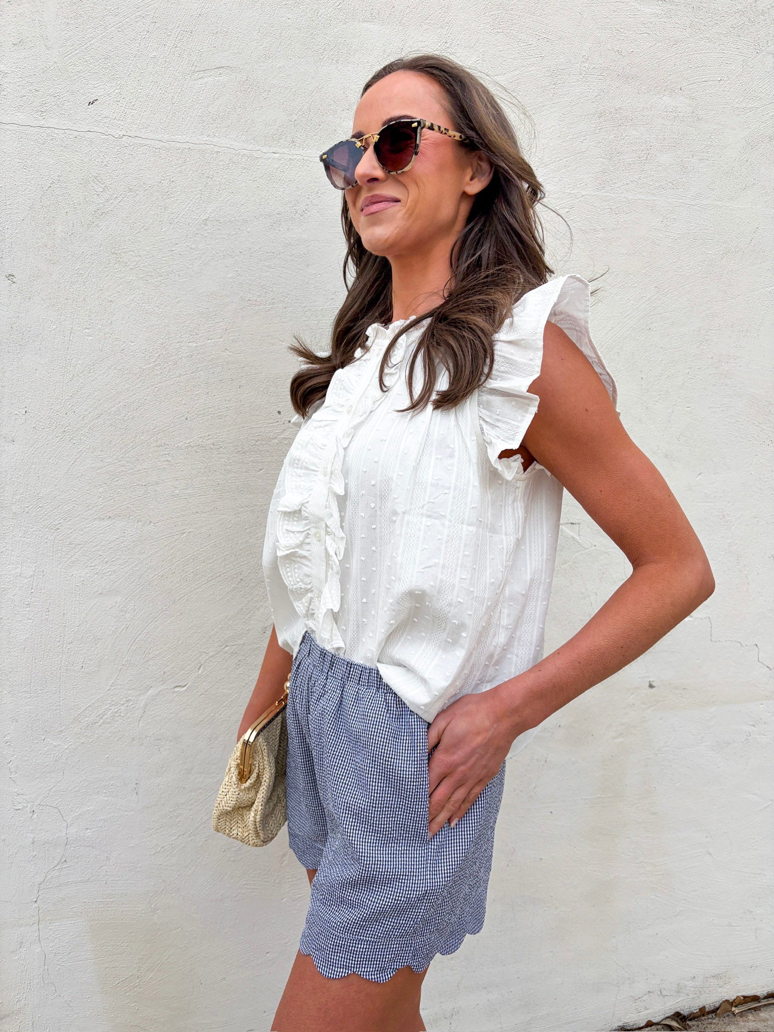 Blissful Wind Button Down Top-White