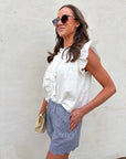 Blissful Wind Button Down Top-White
