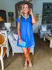 Weekend Vibes Mini Dress-Royal Blue