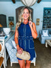Bonjour Babe Collar Dress-Navy