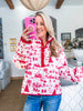 Christmas Toile Printed Quilted Jacket-Red