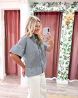 Portside Button Down Top-Navy