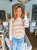 Preppy Charm Striped Top- Taupe