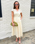 Easy Like Sunday Embroidered Midi Dress-Ivory