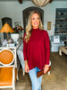 Cuddled Up Eyelet Sweater- Garnet