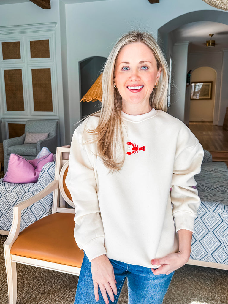 Nantucket Days Lobster Sweatshirt- Cream