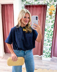 Genevieve Bubble Top-Navy