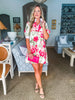 Floral Pop Mini Dress-Pink