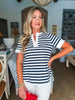 Striped V-Neck Knit Top