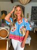 Resort Life Floral Top- Blue