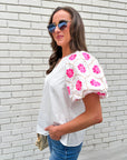 Summer Sunset Embroidered Top-White