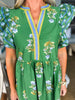 Coastal Brunch Floral Midi Dress-Green