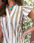 Weekend Wander Stripe Top-Taupe