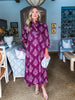 Midnight Sonata Botanical Midi Dress-Burgundy