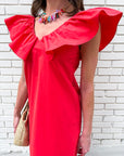 Flirt Alert Mini Dress- Red