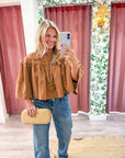 Swing Cape Stripe Top-Camel