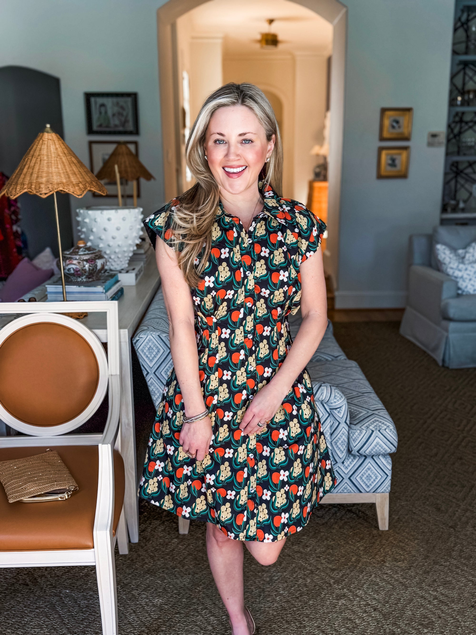 Citron Bloom Dress-Black