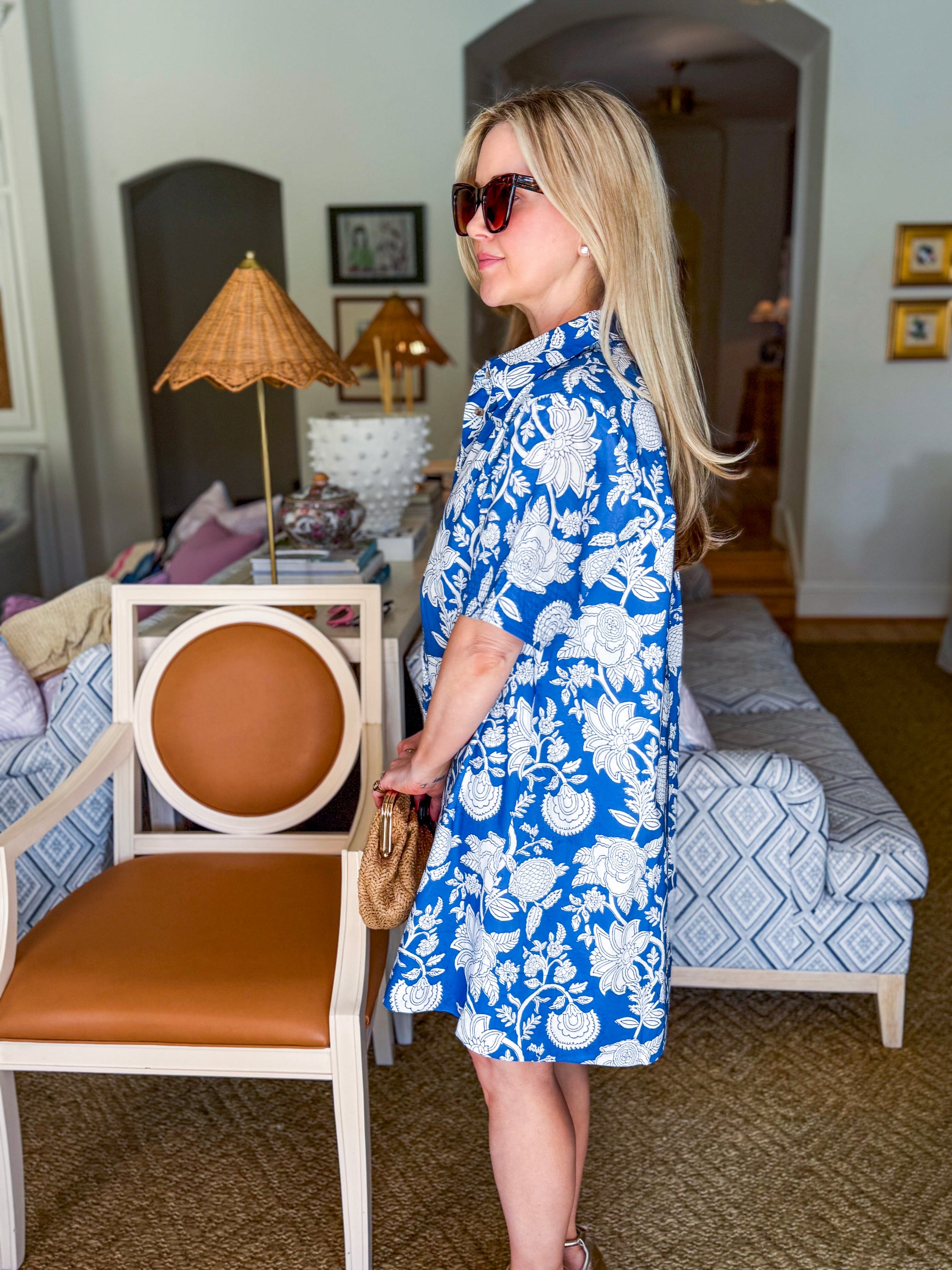 French Floral Button Down Dress