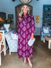 Midnight Sonata Botanical Midi Dress-Burgundy