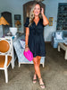 Saylor Smocked Mini Dress-Black