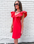 Flirt Alert Mini Dress- Red