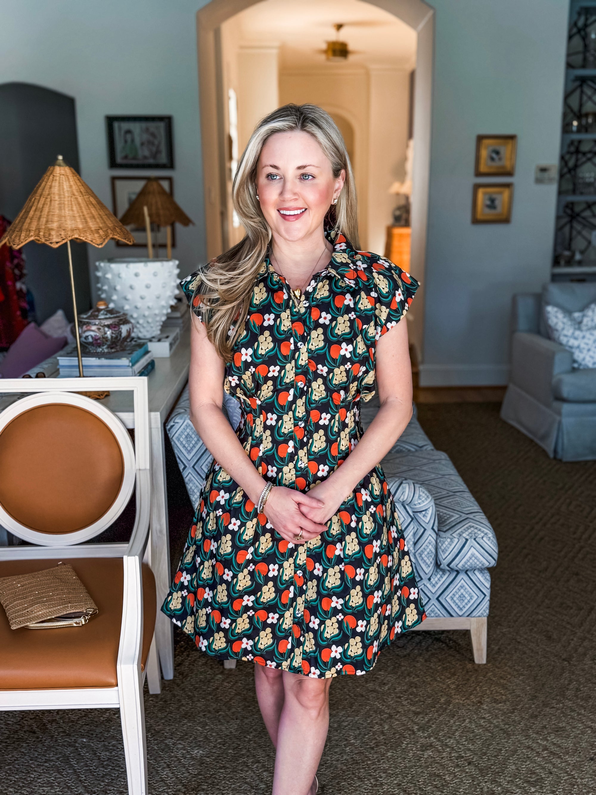 Citron Bloom Dress-Black