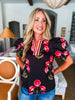 Tour The Town Floral Top-Black