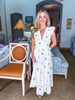 Flower Bouquet Embroidered Midi Dress-White