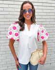 Summer Sunset Embroidered Top-White