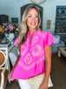 Festival Frolic Embroidered Top-Pink