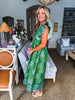 Coastal Brunch Floral Midi Dress-Green
