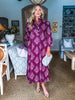 Midnight Sonata Botanical Midi Dress-Burgundy